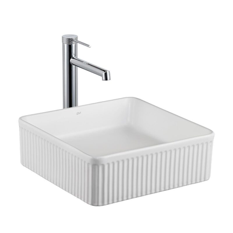 Lena E-W1003MB Tezgah Üstü Lavabo Mat Beyaz - E-W1003MB - Tezgah Üstü Lavabo