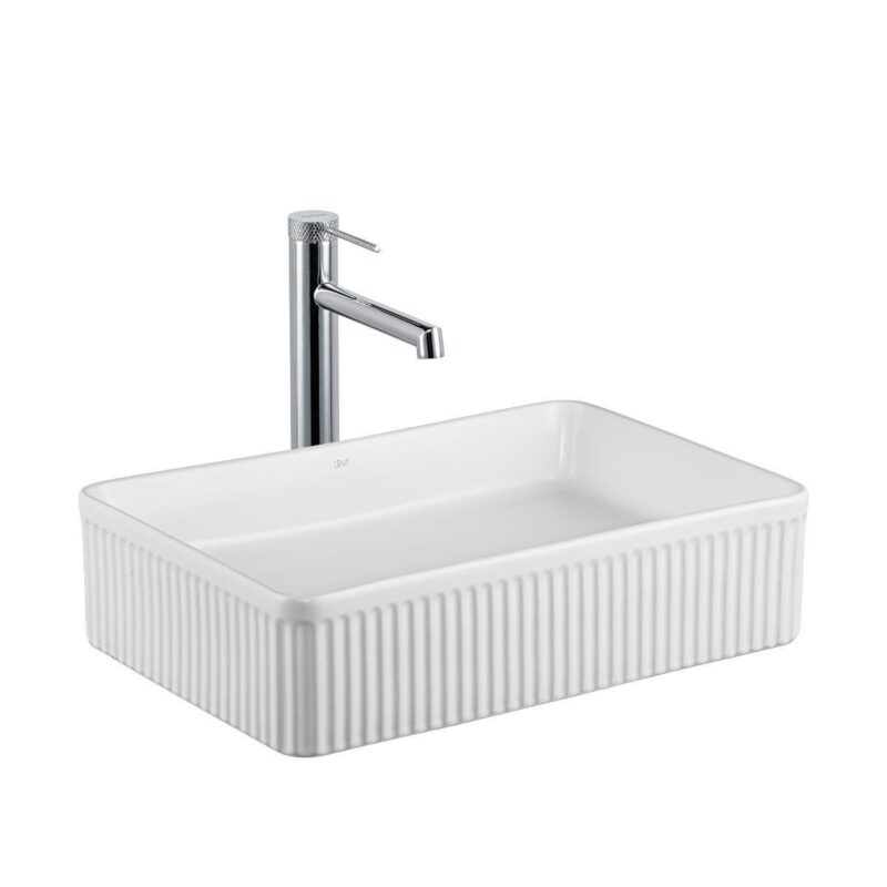 Lena E-W1004MB Tezgah Üstü Lavabo Mat Beyaz - E-W1004MB - Tezgah Üstü Lavabo