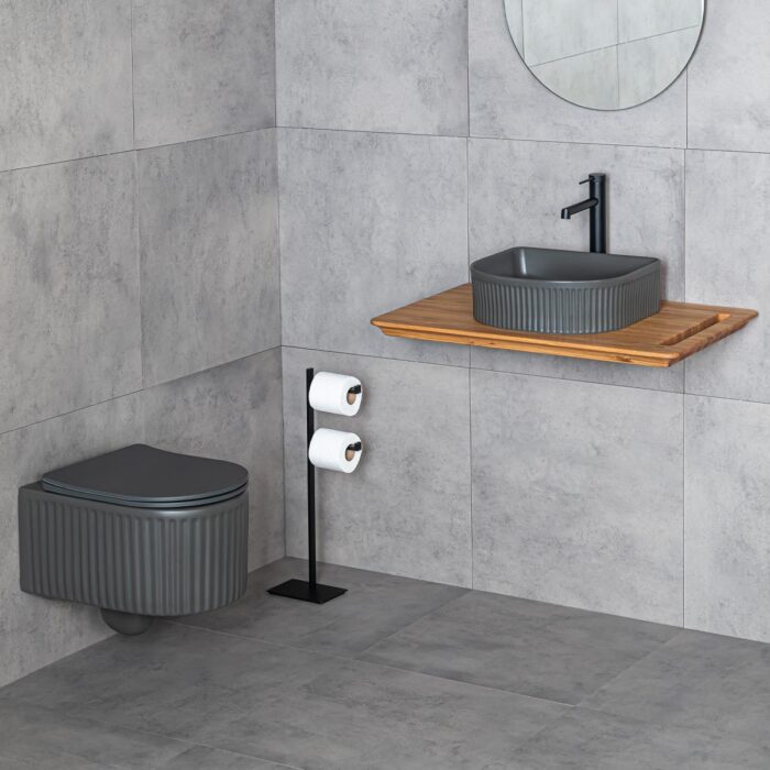 Lena E-W1005MF Tezgah Üstü Lavabo Mat Füme - E-W1005MF - Tezgah Üstü Lavabo - 2