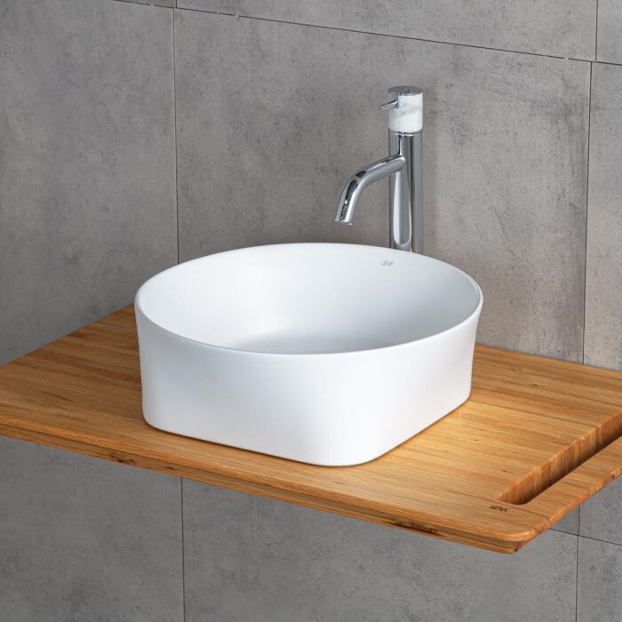 Lena E-W1050MB Tezgah Üstü Lavabo Mat Beyaz - E-W1050MB - Tezgah Üstü Lavabo - 1