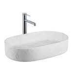 Lena E-W1202M8 Tezgah Üstü Lavabo Mat Beyaz Mermer Desenli