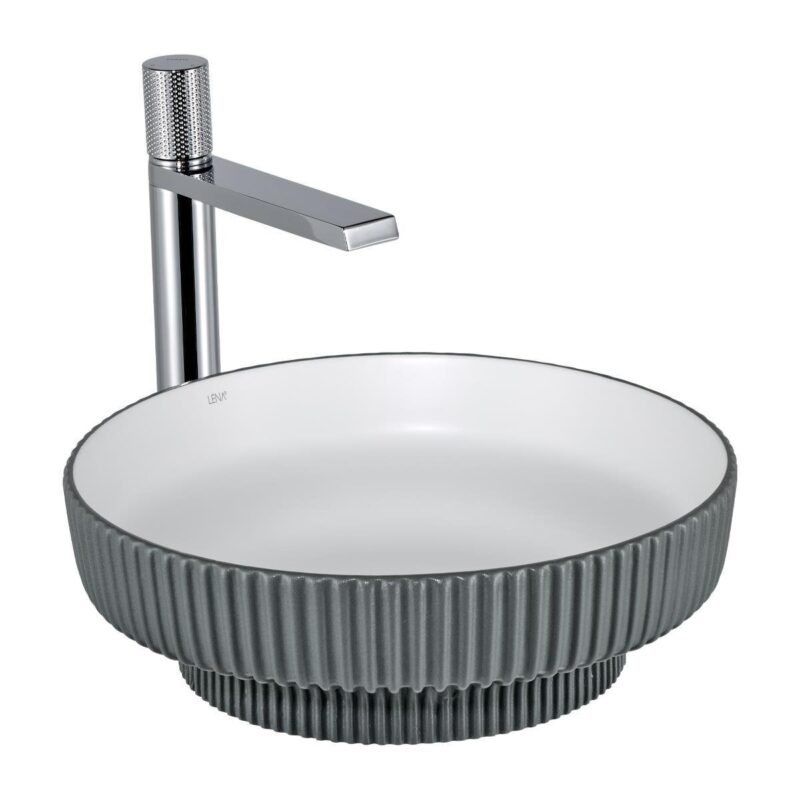 Lena E-W1501MGB Tezgah Üstü Lavabo Mat Gri & Beyaz - E-W1501MGB - Tezgah Üstü Lavabo