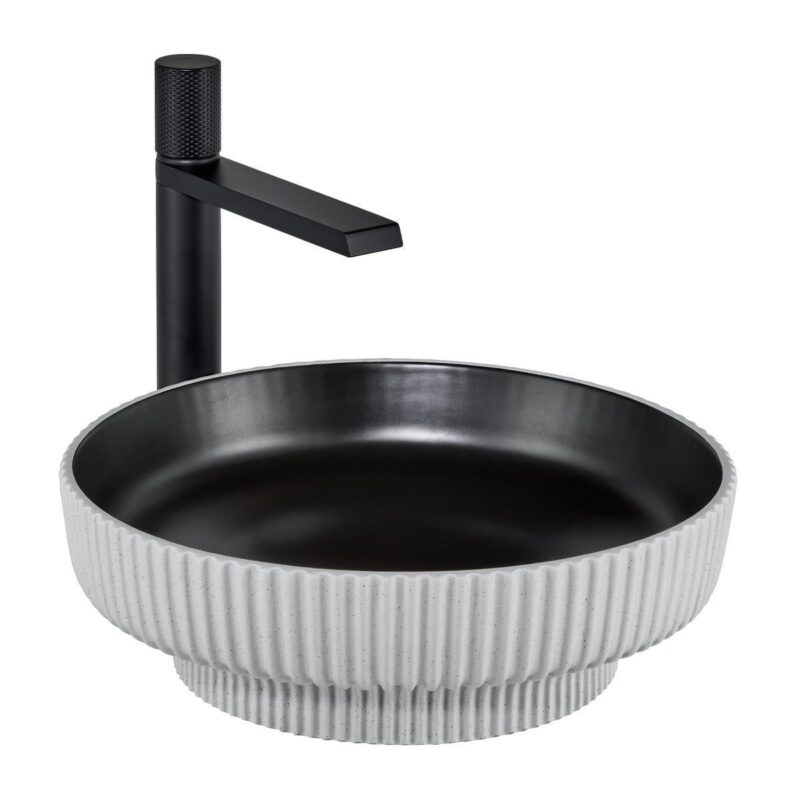 Lena E-W1501MSB Tezgah Üstü Lavabo Mat Siyah & Beyaz - E-W1501MSB - Tezgah Üstü Lavabo