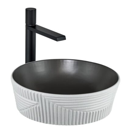 Lena E-W1502MKG Tezgah Üstü Lavabo Mat Koyu Gri & Beyaz