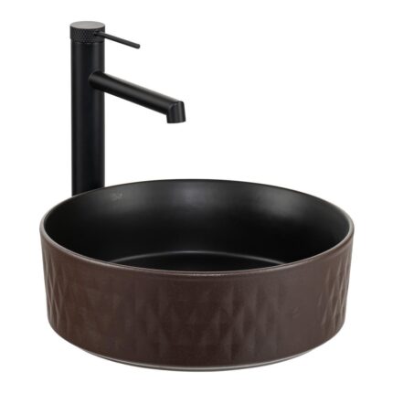 Lena E-W5001KS Tezgah Üstü Lavabo Mat Kahve & Siyah - E-W5001KS - Tezgah Üstü Lavabo