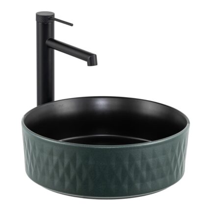 Lena E-W5001YS Tezgah Üstü Lavabo Mat Yeşil & Siyah