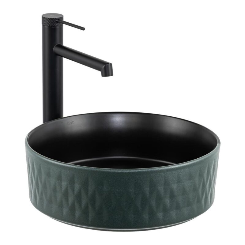 Lena E-W5001YS Tezgah Üstü Lavabo Mat Yeşil & Siyah