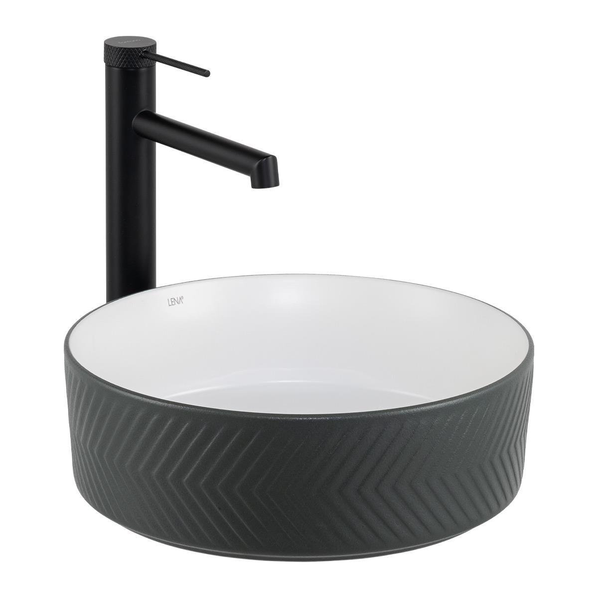 Lena E-W5002GB Tezgah Üstü Lavabo Mat Gri & Parlak Beyaz Lena E-W5002GB Tezgah Üstü Lavabo Mat Gri & Parlak Beyaz