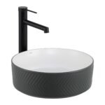 Lena E-W5002GB Tezgah Üstü Lavabo Mat Gri & Parlak Beyaz - E-W5002GB - Tezgah Üstü Lavabo