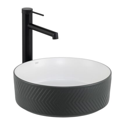 Lena E-W5002GB Tezgah Üstü Lavabo Mat Gri & Parlak Beyaz - E-W5002GB - Tezgah Üstü Lavabo