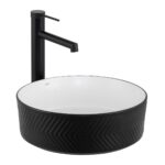 Lena E-W5002SB Tezgah Üstü Lavabo Mat Siyah & Parlak Beyaz