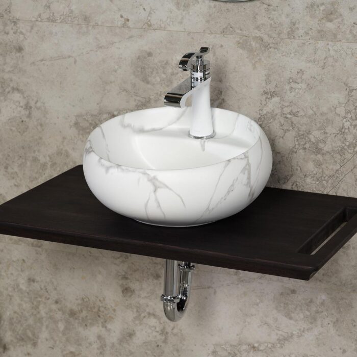 Lena EH-4660M6 Tezgah Üstü Lavabo Beyaz Mermer - EH-4660M6 - Tezgah Üstü Lavabo - 1