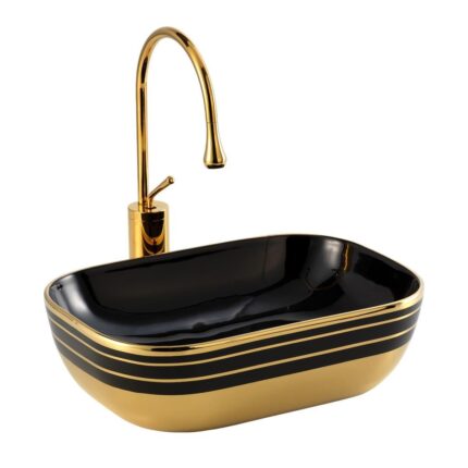 Lena EX-4700AS Tezgah Üstü Lavabo Siyah & Altın - EX-4700AS - Tezgah Üstü Lavabo