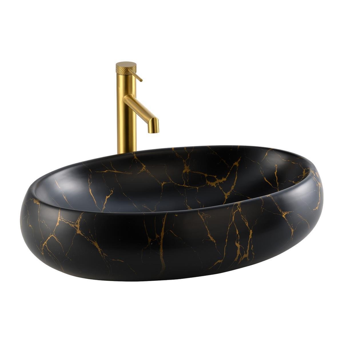Lena EX-4710M7 Tezgah Üstü Lavabo Siyah & Altın Mermer Lena EX-4710M7 Tezgah Üstü Lavabo Siyah & Altın Mermer