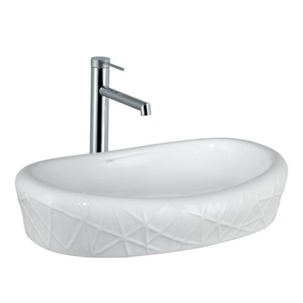 Lena EY-4707 Tezgah Üstü Lavabo Parlak Beyaz - EY-4707 - Tezgah Üstü Lavabo