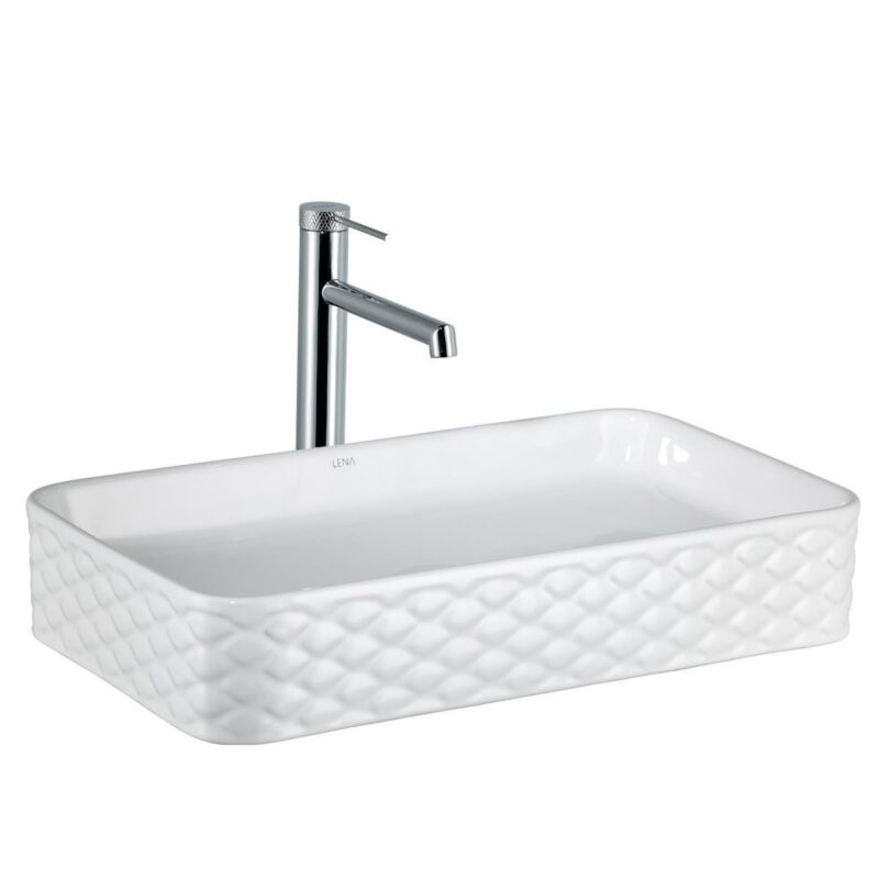 Lena EY-4708 Tezgah Üstü Lavabo Parlak Beyaz - EY-4708 - Tezgah Üstü Lavabo