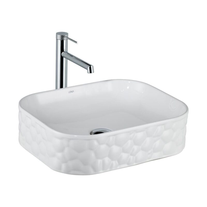 Lena EY-4709 Tezgah Üstü Lavabo Parlak Beyaz - EY-4709 - Tezgah Üstü Lavabo