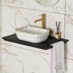 Lena EY-7033 Tezgah Üstü Lavabo Beyaz & Altın