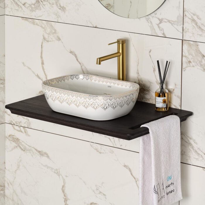 Lena EY-7033 Tezgah Üstü Lavabo Beyaz & Altın - EY-7033 - Tezgah Üstü Lavabo - 1