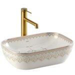 Lena EY-7033 Tezgah Üstü Lavabo Beyaz & Altın - EY-7033 - Tezgah Üstü Lavabo