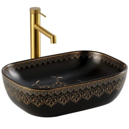 Lena EY-7033S Tezgah Üstü Lavabo Beyaz & Altın - EY-7033S - Tezgah Üstü Lavabo