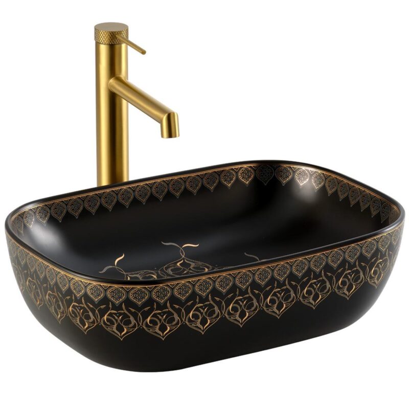 Lena EY-7033S Tezgah Üstü Lavabo Beyaz & Altın - EY-7033S - Tezgah Üstü Lavabo