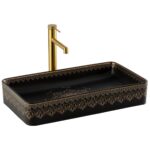 Lena EY-7034S Tezgah Üstü Lavabo Siyah & Altın - EY-7034S - Tezgah Üstü Lavabo