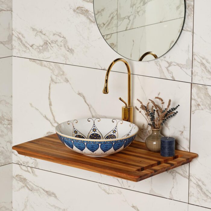 Lena EY-7051 Tezgah Üstü Lavabo Mavi & Beyaz - EY-7051 - Tezgah Üstü Lavabo - 1