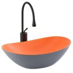 Lena EY-8000MGT Tezgah Üstü Lavabo Gri & Turuncu - EY-8000MGT - Tezgah Üstü Lavabo