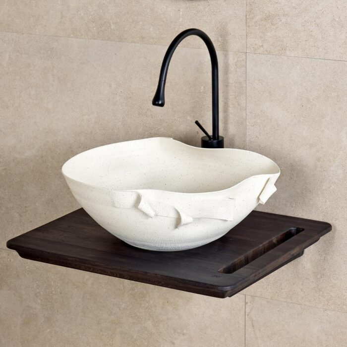 Lena EY-9102 Tezgah Üstü Lavabo Mat Beyaz