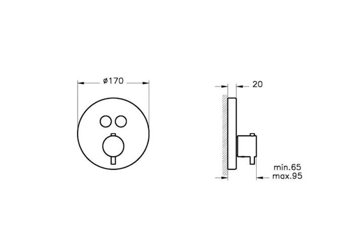Vitra AquaControl Round Ankastre Termostatik Banyo Bataryası (sıva üstü grubu) Fırçalı Nikel - A4271834 - Ankastre Banyo Bataryası - 2
