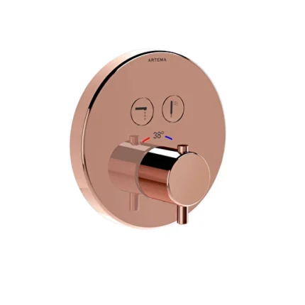 Vitra AquaControl Round Ankastre Termostatik Banyo Bataryası (sıva üstü grubu), Soft Bakır - A4271829 - Ankastre Banyo Bataryası