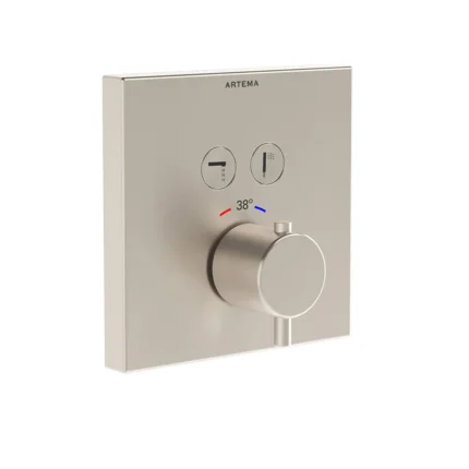 Vitra AquaControl Square Ankastre Termostatik Banyo Bataryası (sıva üstü grubu) Fırçalı Nikel - A4274634 - Ankastre Banyo Bataryası