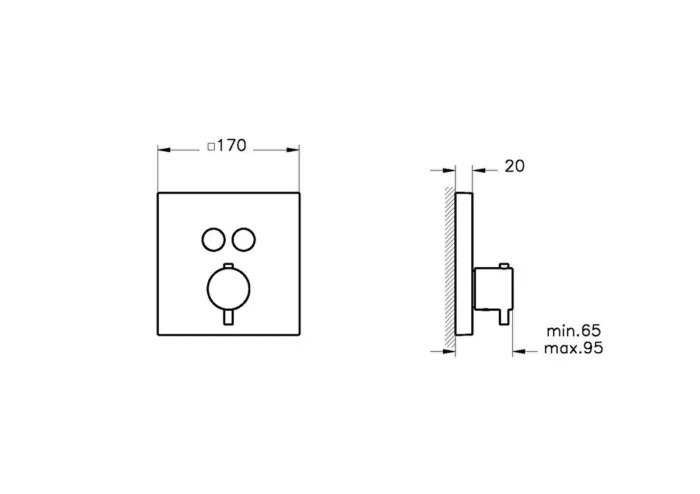 Vitra AquaControl Square Ankastre Termostatik Banyo Bataryası (sıva üstü grubu) Fırçalı Nikel