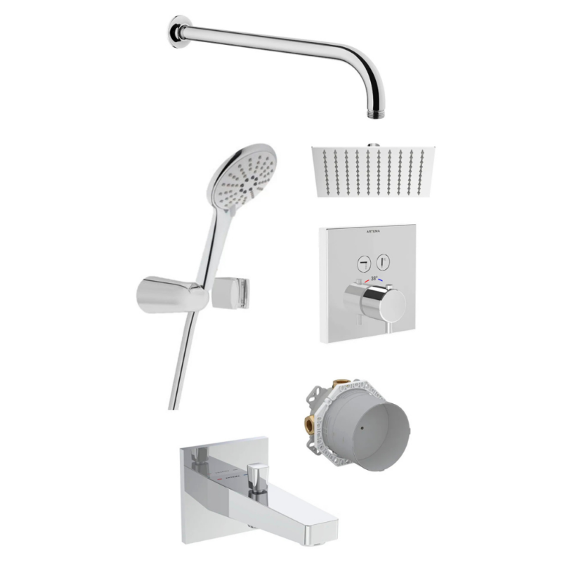 Vitra AquaControl Square Ankastre Termostatik Duş Seti (Bliss 2F, Bliss 3F) - A49294 - Ankastre Duş Setleri