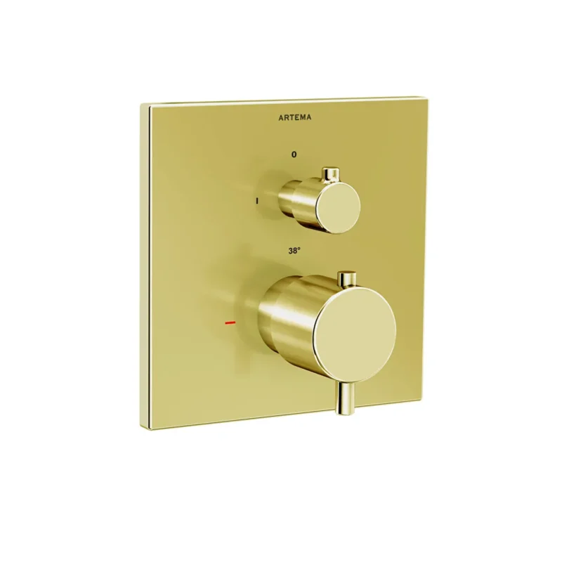 Artema Aquaheat Ankastre Termostatik Banyo Bataryası Soft Altın (V-Box, Sıva Üstü Grubu) - A4326874 - Ankastre Termostatik Banyo Bataryası