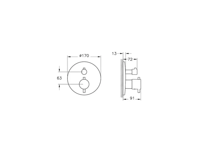 Vitra Aquaheat Ankastre Termostatik Duş Bataryası (V-Box, Sıva Üstü Grubu) - A43348 - Ankastre Duş Bataryası - 1
