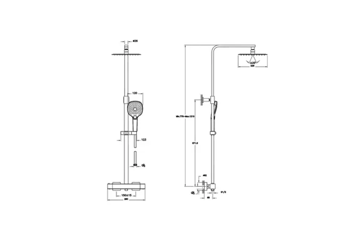 Vitra AquaHeat Bliss S 230 Duş Sistemi Fırçalı Nikel