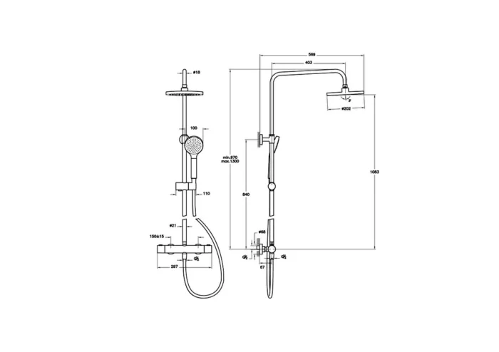 Vitra Aquaheat Joy Round 200 Duş Bataryalı Duş Sistemi
