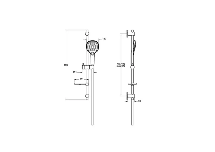 Vitra Bliss Square 3F sürgülü el duşu takımları - A4577534 - Sürgülü Duş Setleri - 1