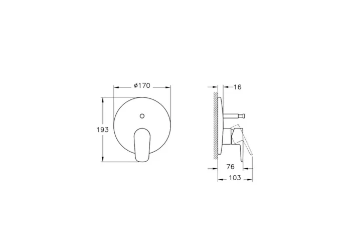 Vitra Flow Soft Ankastre Mekanik Banyo Bataryası (Minibox Sıva Üstü Grubu) - A43198 - Ankastre Banyo Bataryası - 1