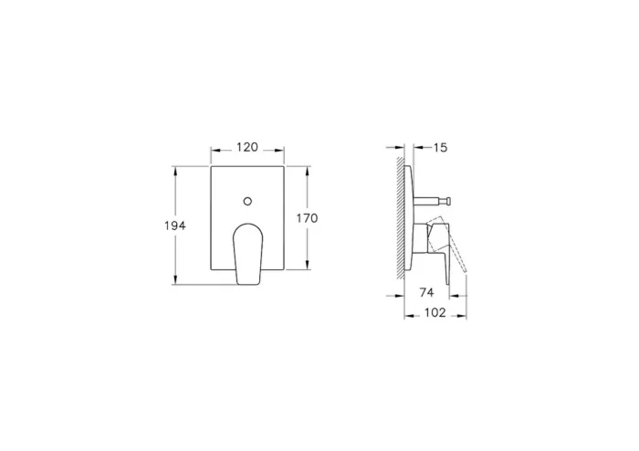 Vitra Flow Square Ankastre Mekanik Banyo Bataryası Mat Siyah (Minibox, Sıva Üstü Grubu) - A4320836 - Ankastre Banyo Bataryası - 1