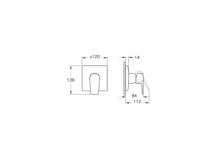 Vitra Flow Square Ankastre Mekanik Duş Bataryası (Minibox Sıva Üstü Grubu) - A43298 - Ankastre Duş Bataryası - 1
