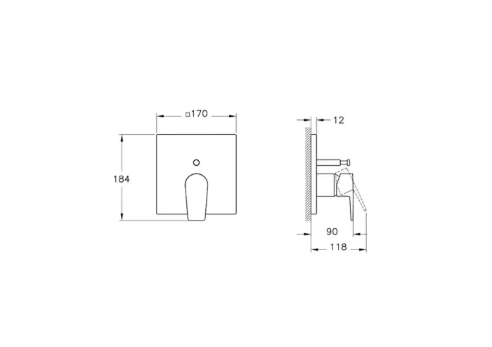 Vitra Flow Square Banyo Bataryası Mekanik (V-Box, Sıva Üstü Grubu) - A43238 - Ankastre Banyo Bataryası - 1