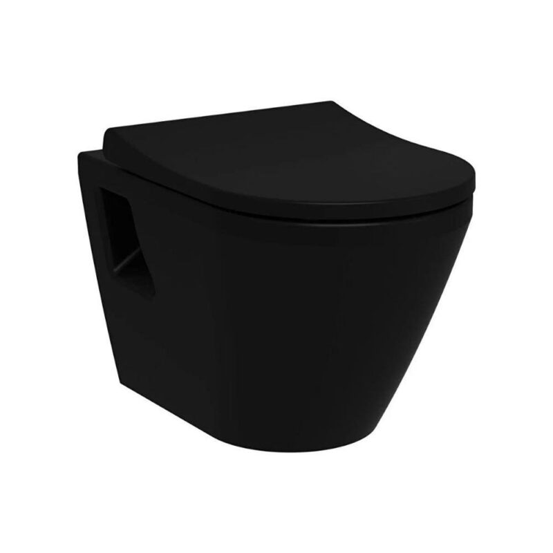 Vitra Integra Asma Klozet Rim-ex, 54 cm Taharet Borulu, Mat Siyah - 7062B083-0850 - Asma Klozet