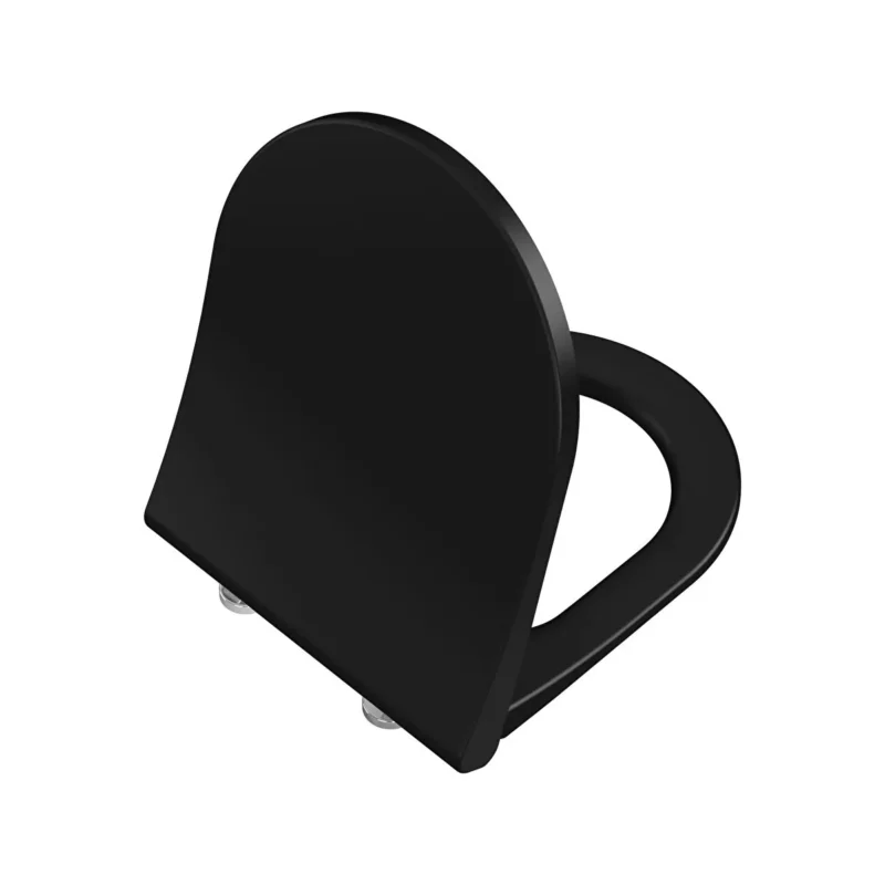 Vitra Integra Klozet Kapağı Slim, Duroplast, Üstten Sıkmalı Yavaş Kapanır, Metal Menteşeli, Mat Siyah - 131-483-009 - Klozet Kapağı