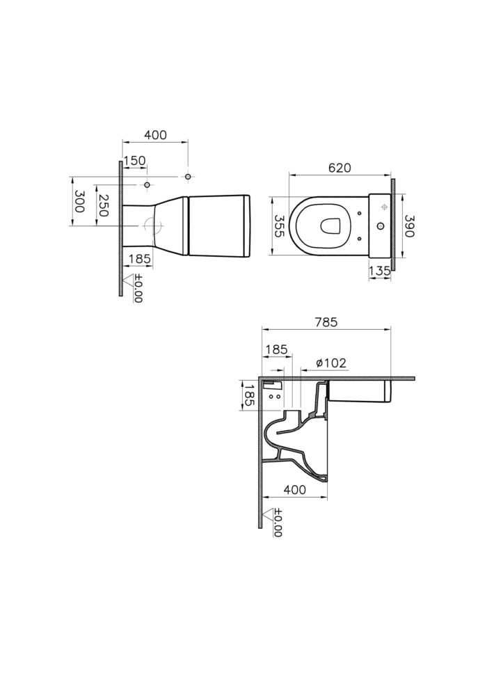 Vitra Integra Rim-ex Kanalsız Duvara Tam Dayalı Klozet - 7043L003-0092 - Duvara Sıfır Klozet, Takım Klozet - 3