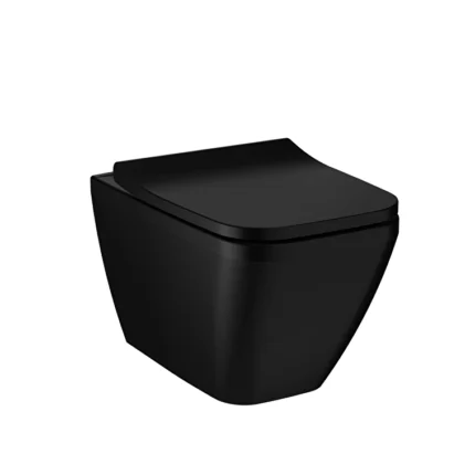 Vitra Integra Square Rim-ex Kanalsız Asma Klozet, Gizli Montaj, Mat Siyah - 7082B083-0090 - Asma Klozet