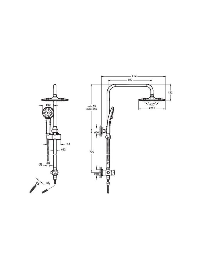 Vitra Joy 3C Duş Sistemi - A45786 - Duş Setleri, Yağmur Duş Sistemleri - 1