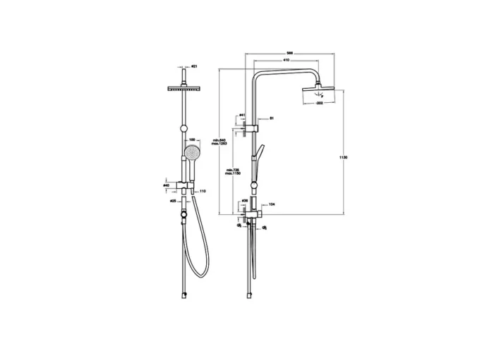 Vitra Joy Square 200 Duş Kolonu - A4590136 - Duş Paneli ve Kolonu - 1